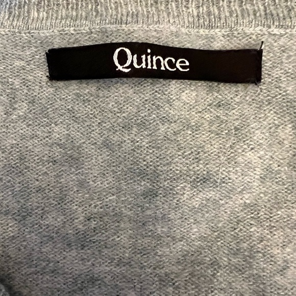 Quince Mongolian Cashmere V-neck Sweater - Green Blue - Size S - Picture 6 of 13